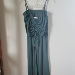 Derek Heart Teal Ruched Jumpsuit